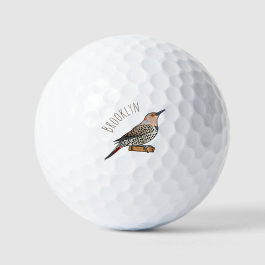 Northern flicker bird cartoon illustration golfballen (Voorkant)