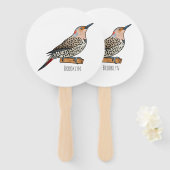 Northern flicker bird cartoon illustration handwaaier (Voorkant en achterkant)