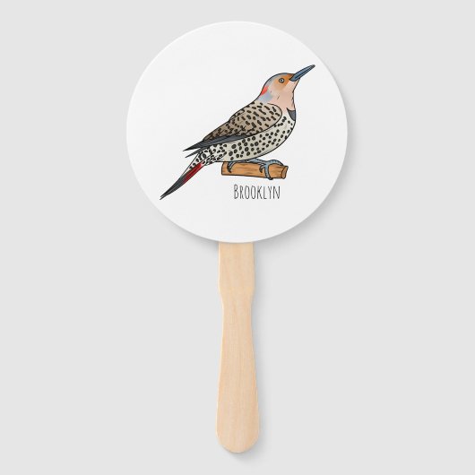 Northern flicker bird cartoon illustration handwaaier (Voorkant)
