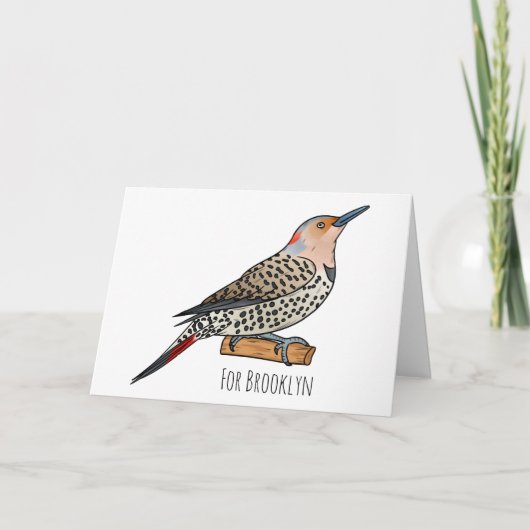 Northern flicker bird cartoon illustration kaart (Voorkant)