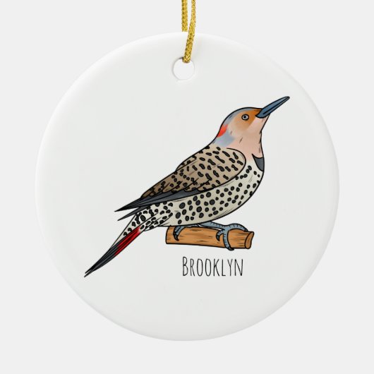 Northern flicker bird cartoon illustration keramisch ornament (Voorkant)