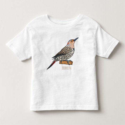 Northern flicker bird cartoon illustration kinder shirts (Voorkant)