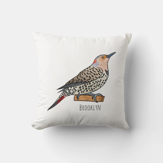 Northern flicker bird cartoon illustration kussen (Voorkant)