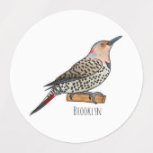 Northern flicker bird cartoon illustration labels (Design 2)