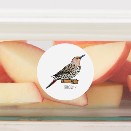 Northern flicker bird cartoon illustration labels (Aangebracht)