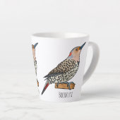 Northern flicker bird cartoon illustration latte mok (Rechterhoek)