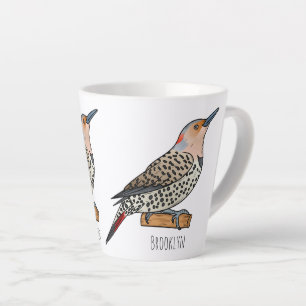 Northern flicker bird cartoon illustration latte mok