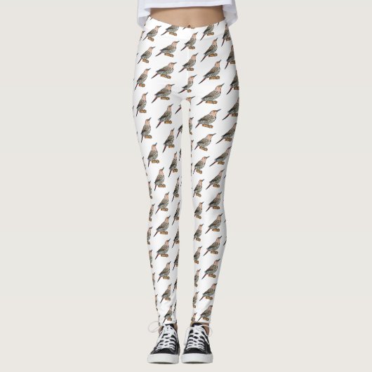 Northern flicker bird cartoon illustration leggings (Voorkant)