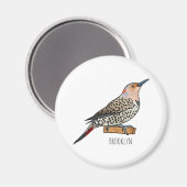 Northern flicker bird cartoon illustration magneet (Voorkant / Achterkant)