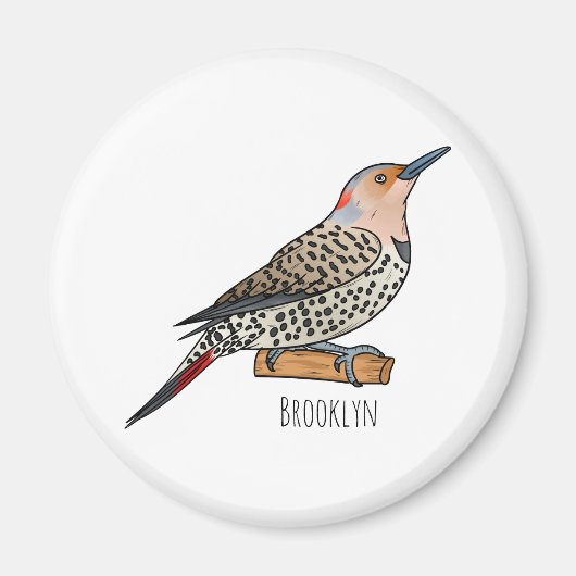 Northern flicker bird cartoon illustration magneet (Voorkant)