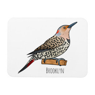 Northern flicker bird cartoon illustration magneet