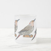 Northern flicker bird cartoon illustration matglas koffiemok (Center)