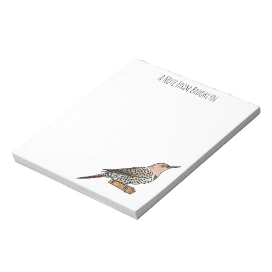 Northern flicker bird cartoon illustration notitieblok (Linkerzijde)