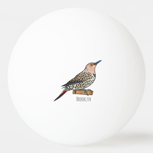 Northern flicker bird cartoon illustration pingpongbal (Voorkant)