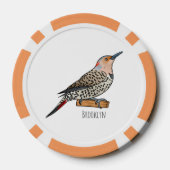 Northern flicker bird cartoon illustration poker chips (Achterkant)
