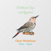 Northern flicker bird cartoon illustration raamsticker (Vel)