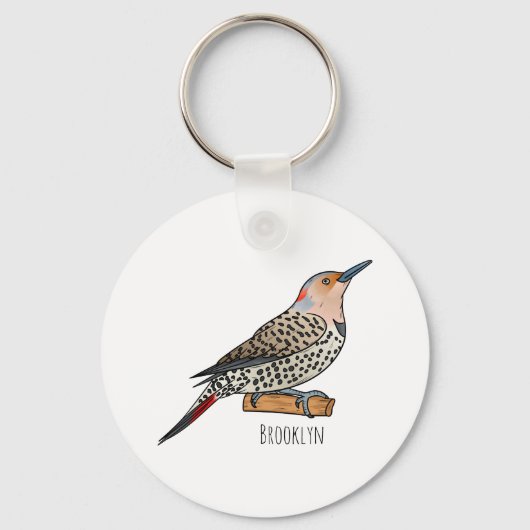 Northern flicker bird cartoon illustration sleutelhanger (Voorkant)