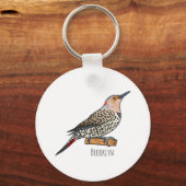 Northern flicker bird cartoon illustration sleutelhanger (Voorkant)