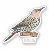 Northern flicker bird cartoon illustration sticker (Voorkant)