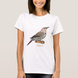 Northern flicker bird cartoon illustration t-shirt