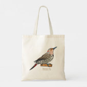 Northern flicker bird cartoon illustration tote bag (Achterkant)
