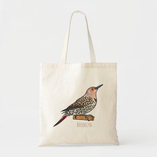 Northern flicker bird cartoon illustration tote bag (Voorkant)