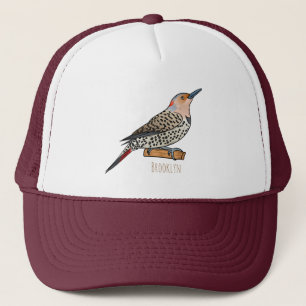 Northern flicker bird cartoon illustration trucker pet