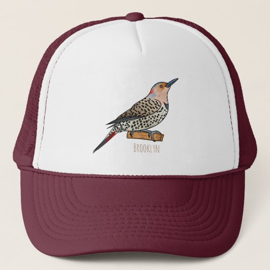 Northern flicker bird cartoon illustration trucker pet (Voorkant)