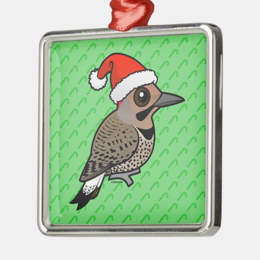 Northern Flicker Santa Claus (geel geschaatst) Metalen Ornament (Links)