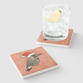 Northern Flicker Santa Claus (geel geschaatst) Stenen Onderzetter (Zijkant)