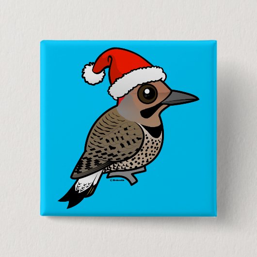 Northern Flicker Santa Claus (geel geschaatst) Vierkante Button 5,1 Cm (Voorkant)