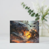 Northern god Odin fights against Wolf Fenris Briefkaart (Staand voorkant)