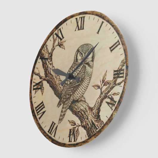 Northern Hawk Owl Wood Clock Grote Klok (Hoek)