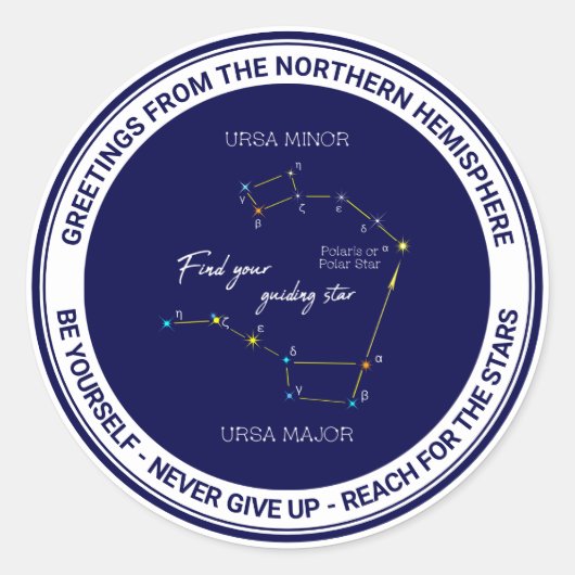 Northern Hemisphere Finding Polaris Star Ronde Sticker (Voorkant)