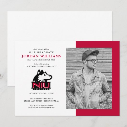 Northern Illinois Huskies | Afstuderen Aankondiging (Voorkant / Achterkant)