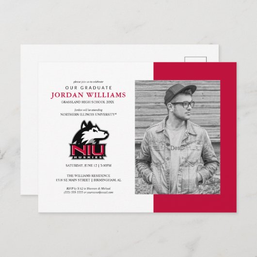 Northern Illinois Huskies | Afstuderen Aankondigingskaart (Voorkant / Achterkant)