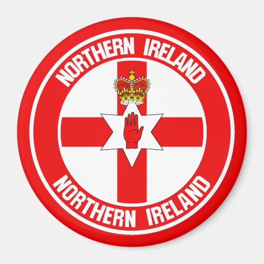 Northern Ireland Round Emblem Magneet (Voorkant)