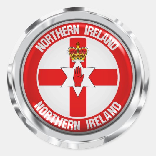 Northern Ireland Round Emblem Ronde Sticker (Voorkant)
