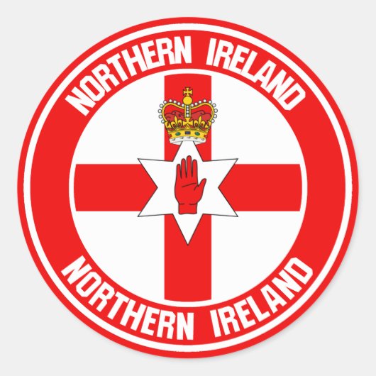 Northern Ireland Round Emblem Ronde Sticker (Voorkant)