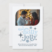 Northern Light Modern Blue Christmas Photo Feestdagenkaart (Voorkant)