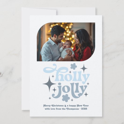 Northern Light Modern Blue Christmas Photo Feestdagenkaart (Voorkant)