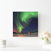 Northern Lights Alaskan Photo Vierkante Klok (Huis)