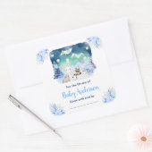 Northern Lights Animals Baby Shower Bookplate Vierkante Sticker (Envelop)