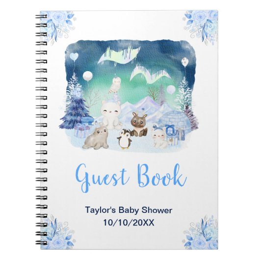 Northern Lights Animals Baby Shower Guest Book Notitieboek (Voorkant)