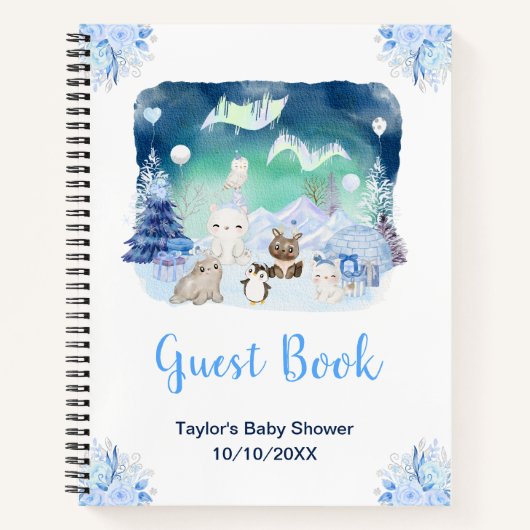 Northern Lights Animals Baby Shower Guest Book Notitieboek (Voorkant)