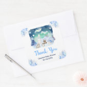 Northern Lights Animals Baby Shower Thank You Vierkante Sticker (Envelop)