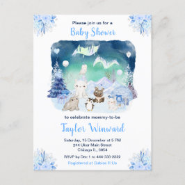 Northern Lights Arctic Animals Baby Shower Briefkaart