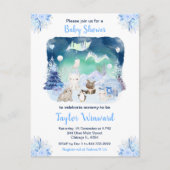 Northern Lights Arctic Animals Baby Shower Briefkaart (Voorkant)