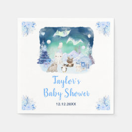 Northern Lights Arctic Animals Baby Shower Servet