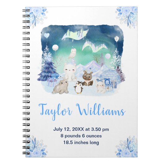 Northern Lights Arctic Animals Birth Statistics Notitieboek (Voorkant)